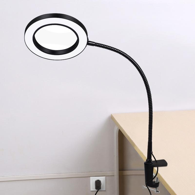 Magnifying Glass Desk Lamps 5X LED Magnifier Lamp with 3 Modes & 11 Dimming