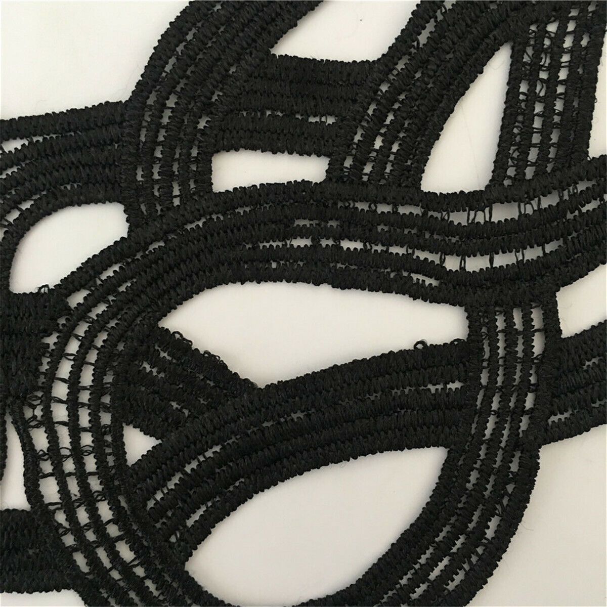 Black Embroidered Lace Collar Neckline Venise Applique DIY Sewing Patches Fabric