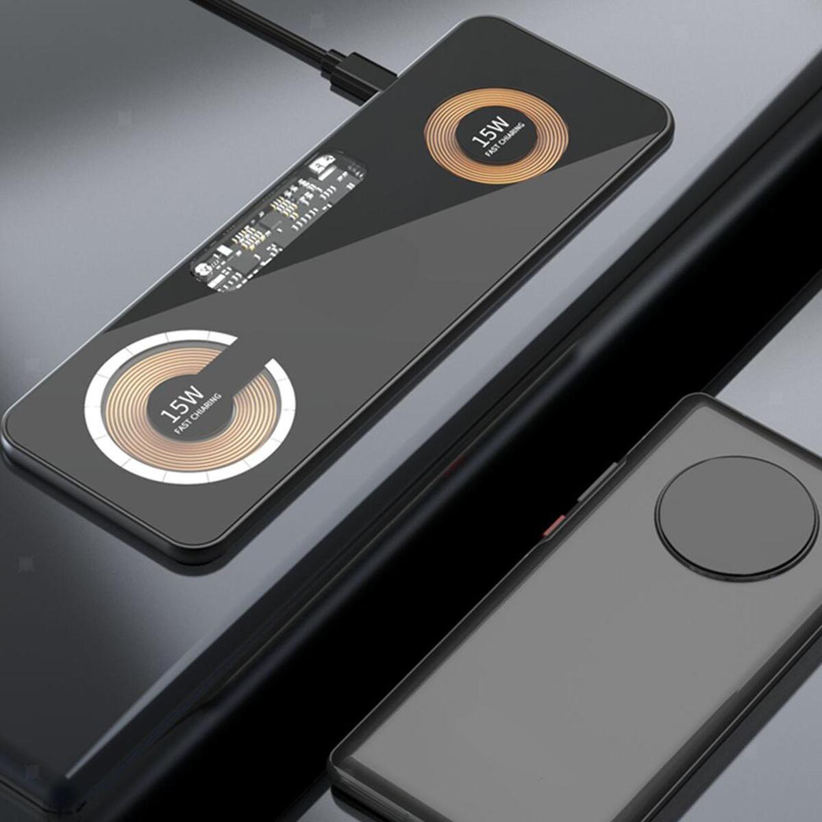Dual 15W Wireless Charger Stand Fits Mobile Phone Earphones Professional