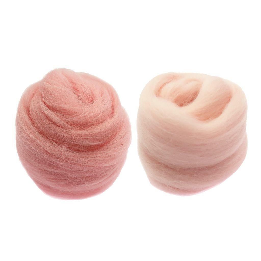 2 Pcs soft and wool Roving for Needle Felting Craft DIY 10g Pink + Light Pink