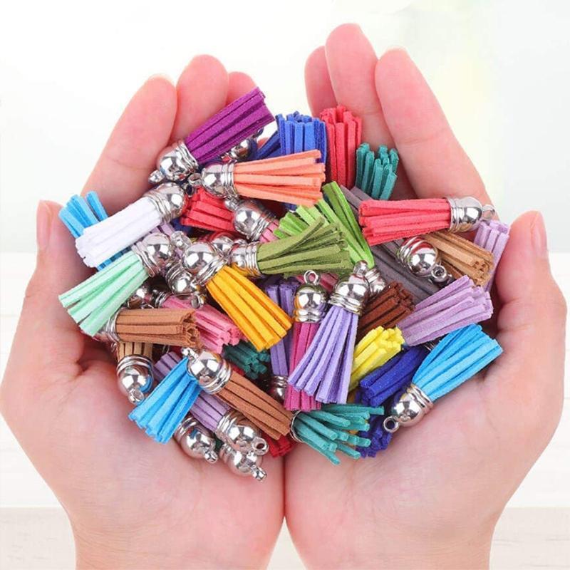 30 Pieces Sublimation Blank Keychains + 30 Pieces Colorful Leather Tassel Set