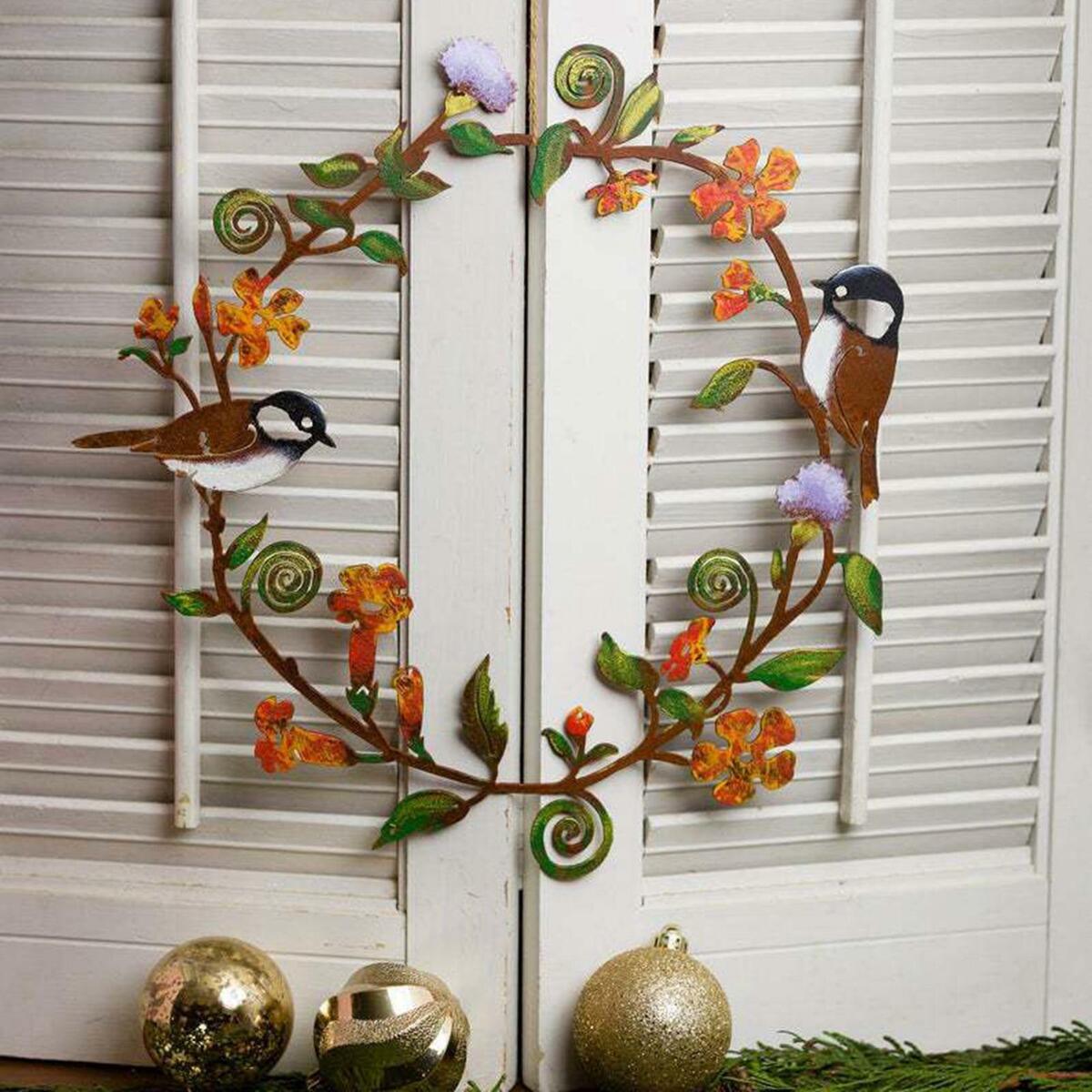 Chickadees  Wreath Decor   Hanging Sculpture  Wedding