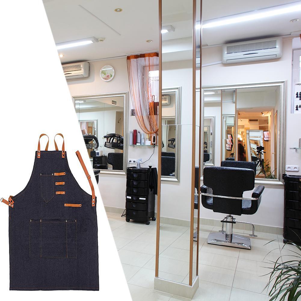 Barber Sleeveless Denim Apron Hairdresser Hair Cutting Protection Tool (B)