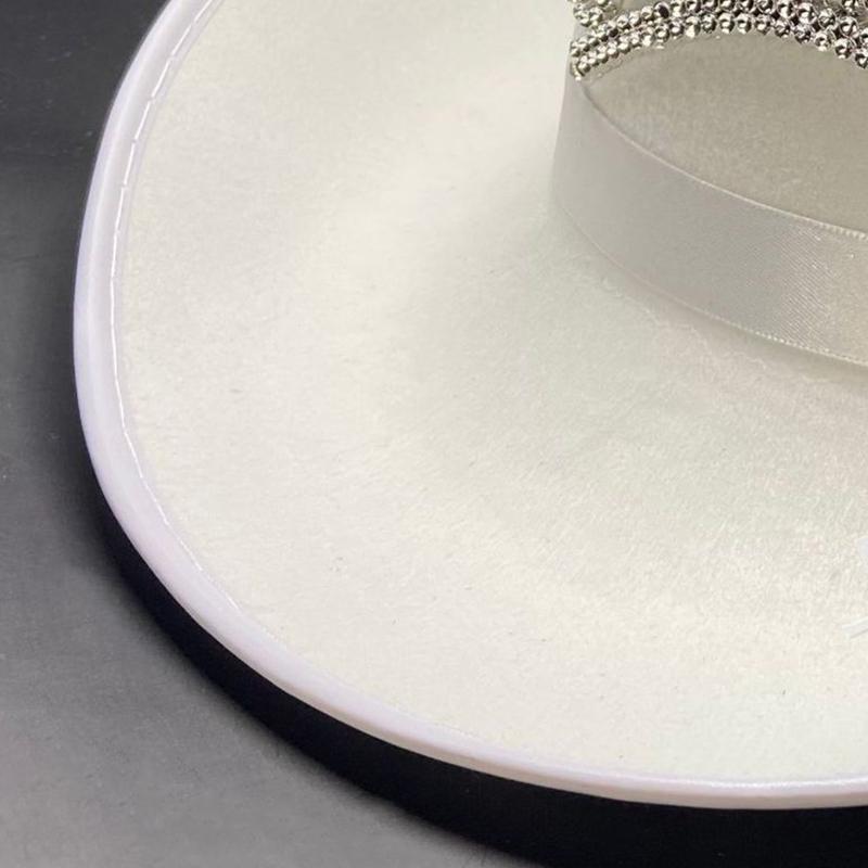 Elegant White Crown Cowgirl Hat Western Cowboy Hat with Drawstring for Festival