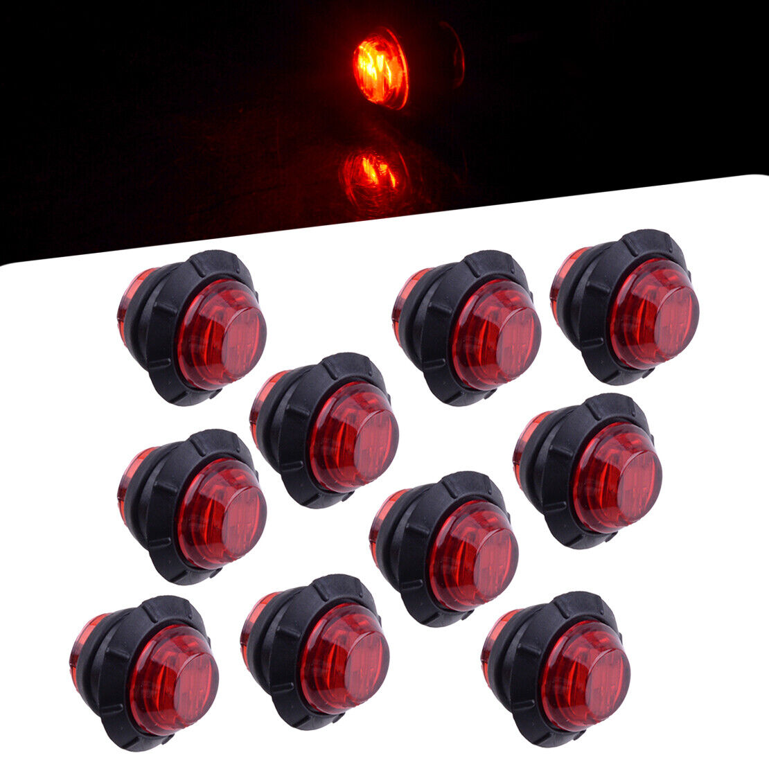 10pcs Truck Trailer Mini 3/4" Red LED Bullet Side Marker Light Clearance Lamp