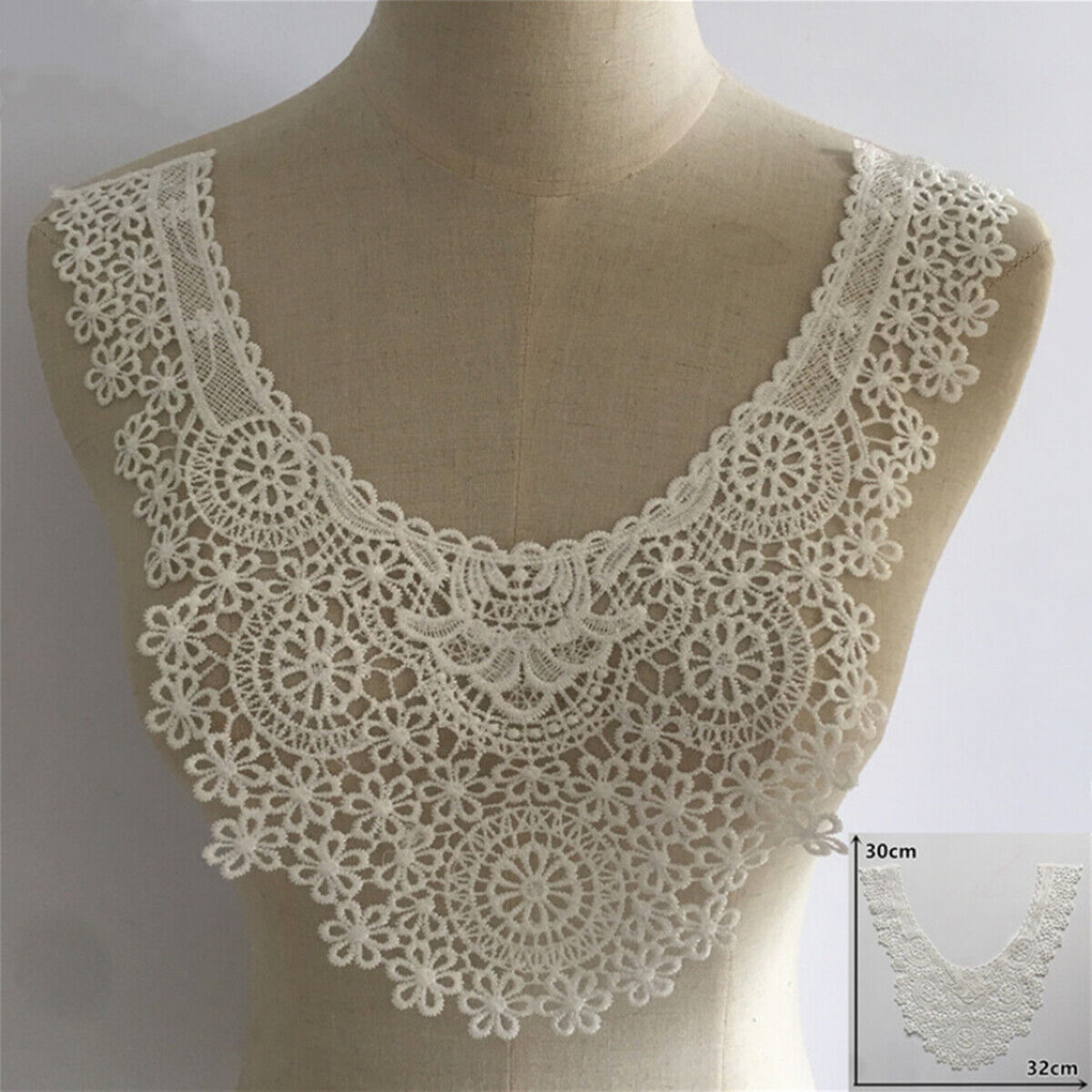 White Lace Hollow Collar Trim Embroidered Sewing Neckline Applique DIY Clothing