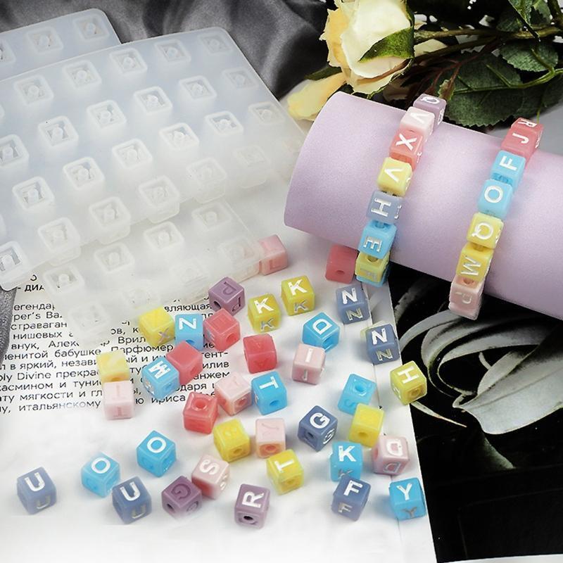 Square Letter Beads for Jewelry Making Alphabet Beads Bracelets Kit for DIY