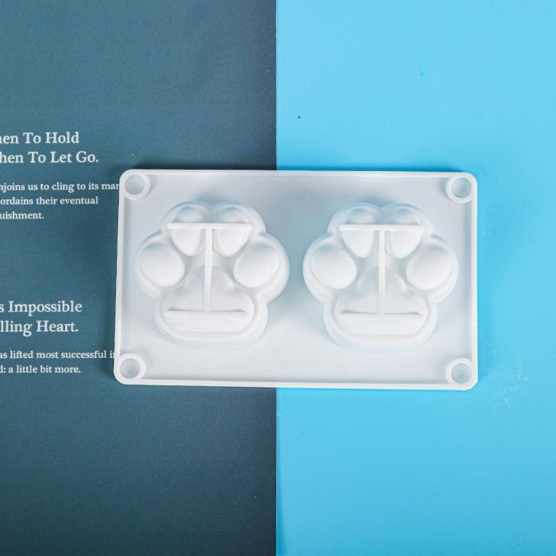 2 Cavities Cute Cat Paw Silicone Mold DIY Handmade Soap Candles Making Mould