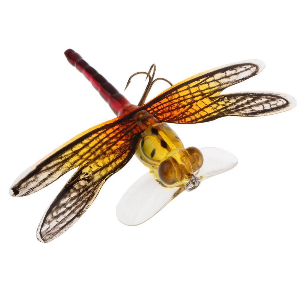 3x Long Tail Dragonfly Fly Fishing Lures Floating Topwater Bait for Bass