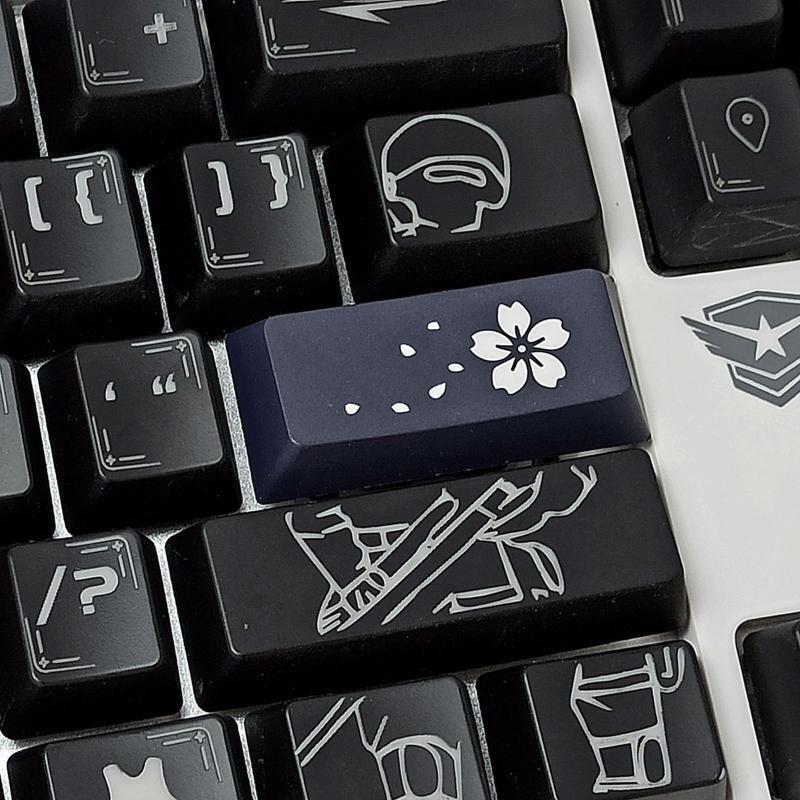 2 Personalized Keyboard Keycap Cherry Profile Esc Enter Keycap Black White Petal