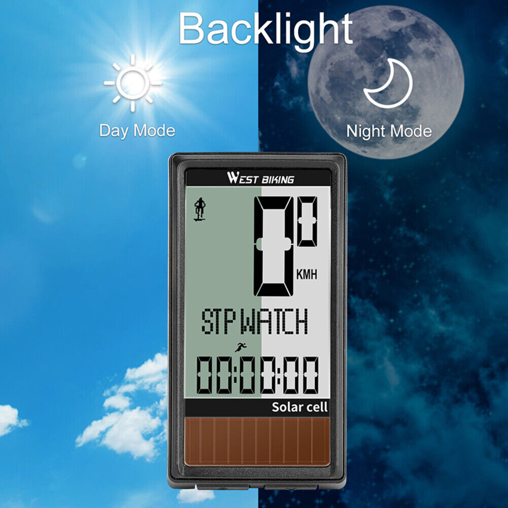Wireless Solar Cell Bicycle Computer MTB Waterproof Speedometer Odometer