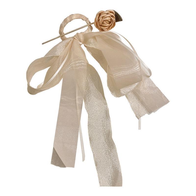 Versatile Metal Hair Stick Flower Shape Ribbon Headdress Fashion Elegant Hairpin