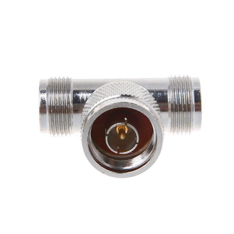 T Shape N Male To 2 N Female Triple RF Connector 3-way Coaxial Adapter