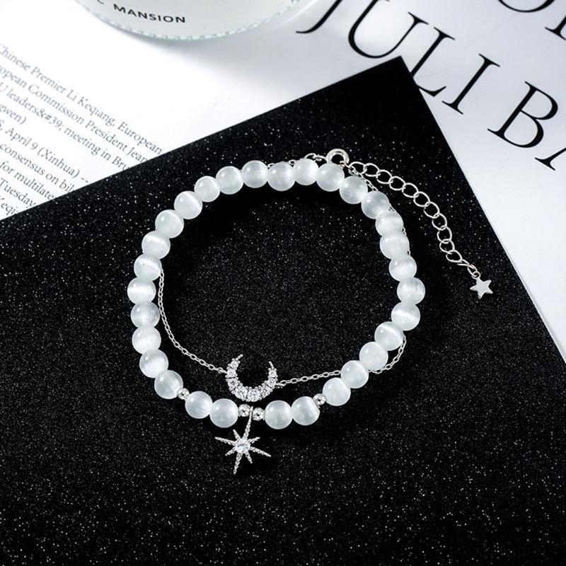 2x Star Moon Beach Bracelet for Women Girls Chain Beaded Wirstband Jewelry
