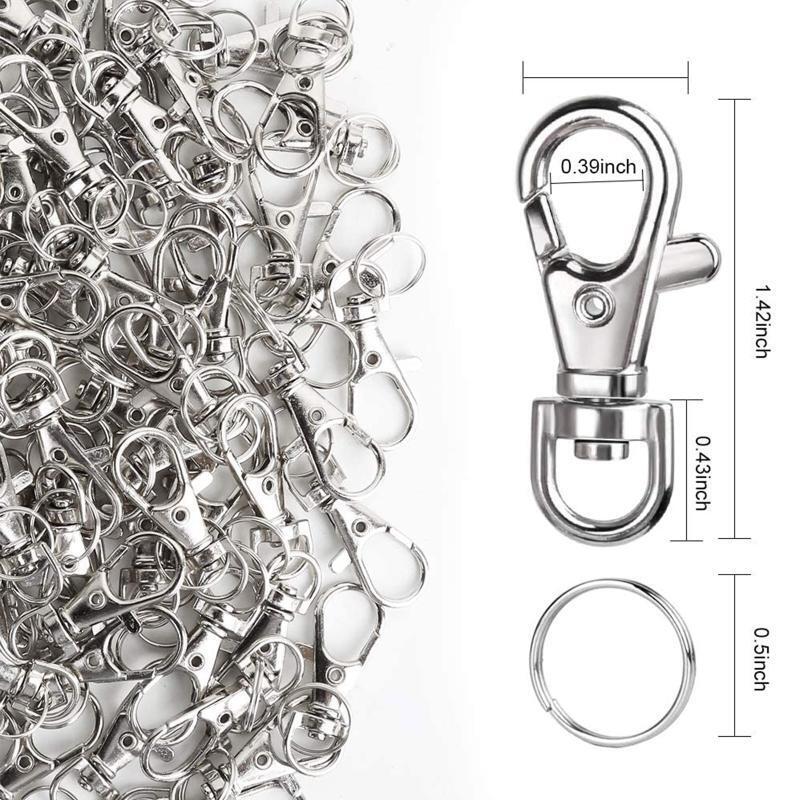 120 Pcs Metal Key Chain Clip Hooks with Key Ring for Lanyard Purse and Crafting