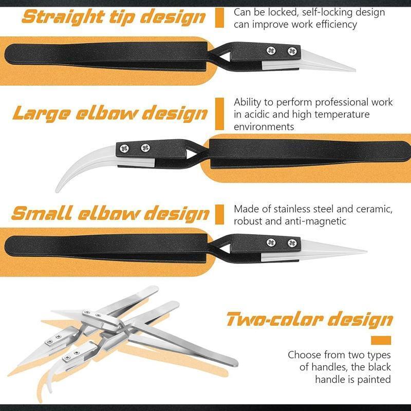 Precision Ceramic Reverse Tweezers Stainless Steel Tweezers Cross Lock Tweezers