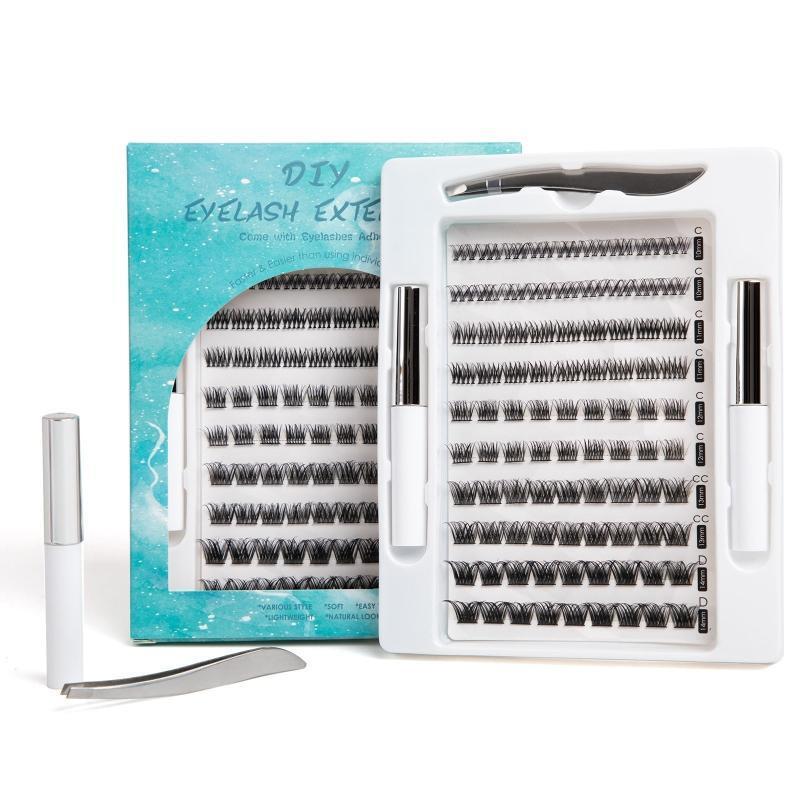 DIY Eyelash Extension,Glue Bonded Band Cluster Lashes Individual Eyelashes Kit