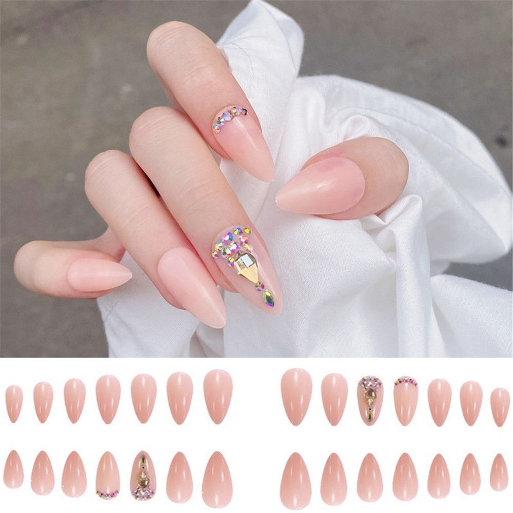Jelly Gum Nail Art Beauty Ballet Nail Tip False Nails Almond Ombre Ballerina
