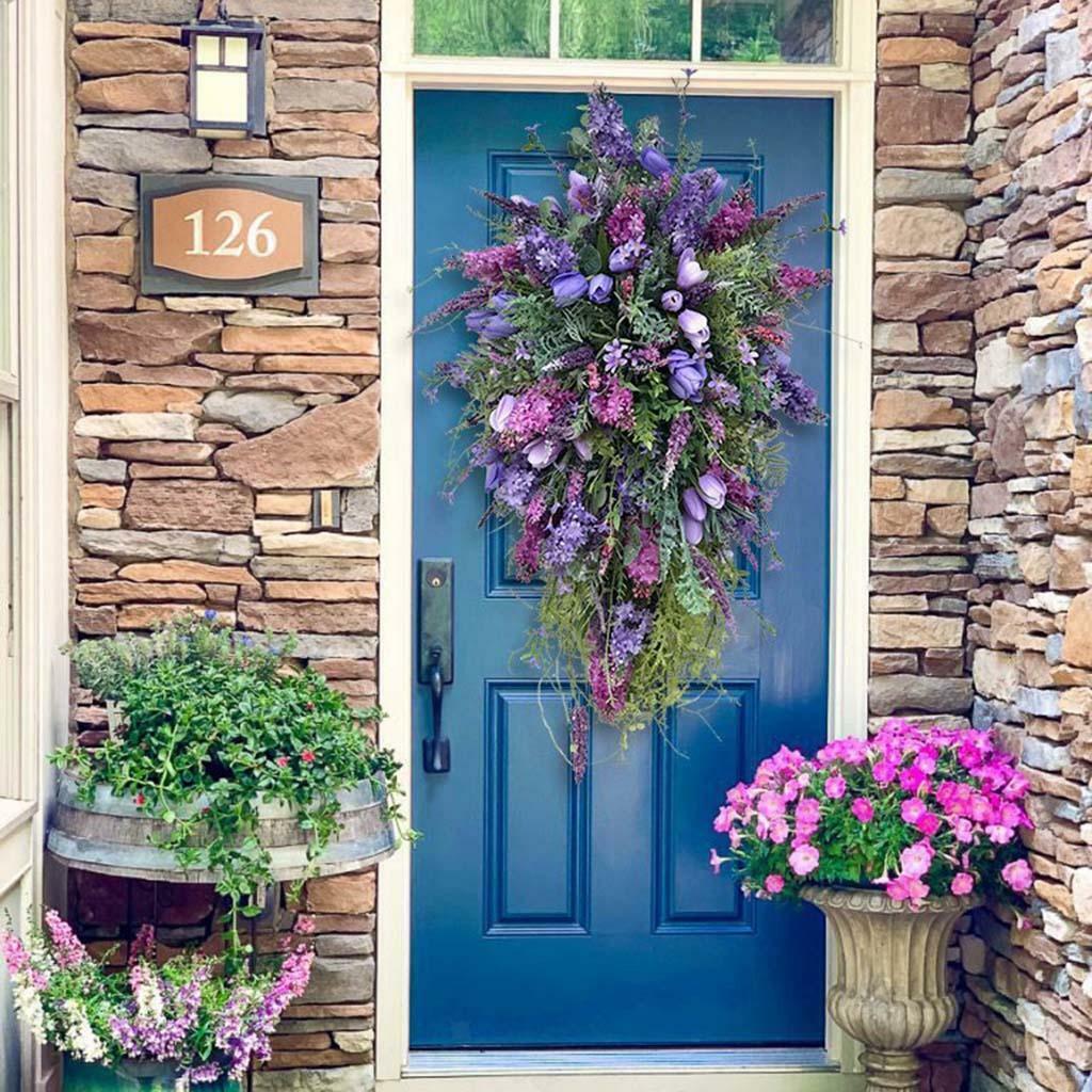 2PCS  Garland Flower Teardrop Wreath Front  Decoration