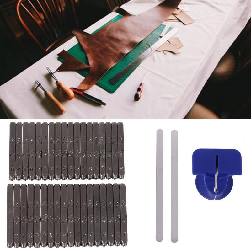 36pcs Metal Stamping Punch Number Letter Stamp Set with Jig Bar for Imprinting