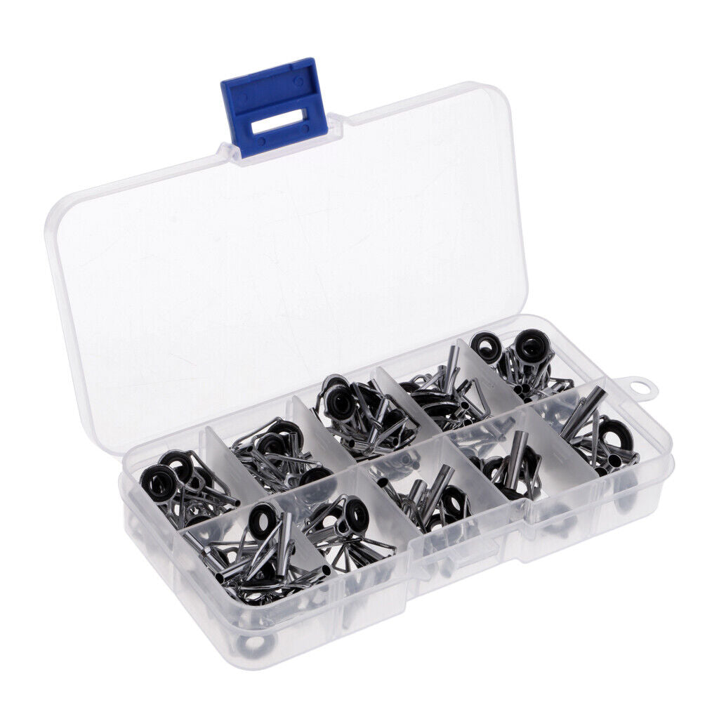 80Pcs Fishing Rod Guides Eye Ring DIY Parts Rod Building Repair Kits 1#-10#