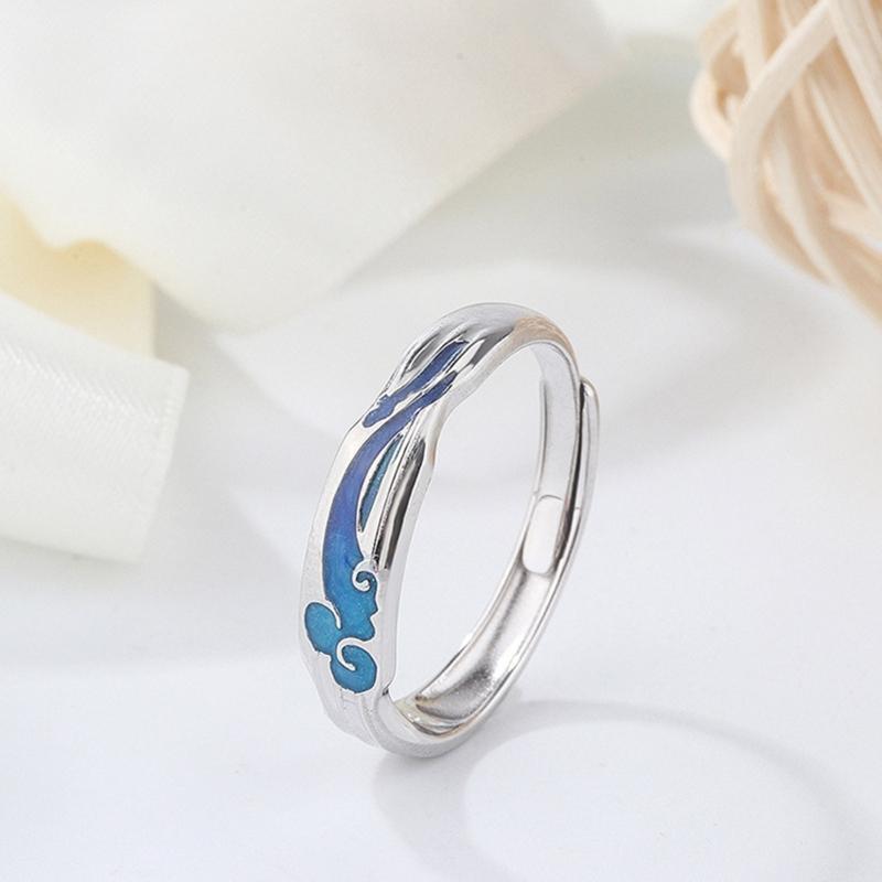 Matching Open Band Ring Adjustable Lovers Ring Set for Girlfriend Boyfriend