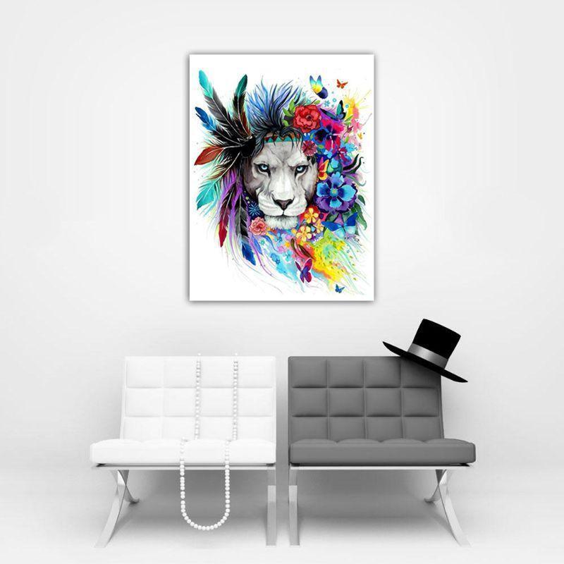 Wolf Head Digital Oil Painting By Numbers Canvas Wall Picture DIY Hand Painted