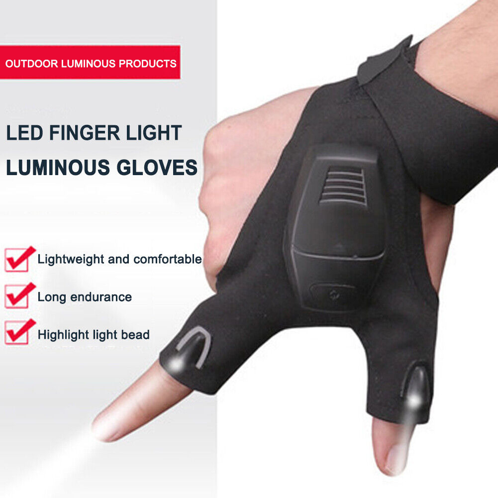 LED Night Light Fishing Gloves Flashlight Outdoor Cycling Camping Gloves