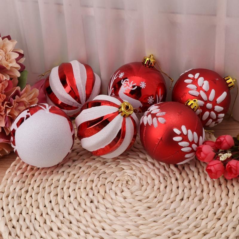 3.15'' Christmas Balls Shatterproof Painted Ornaments Party Decorations Set of 6