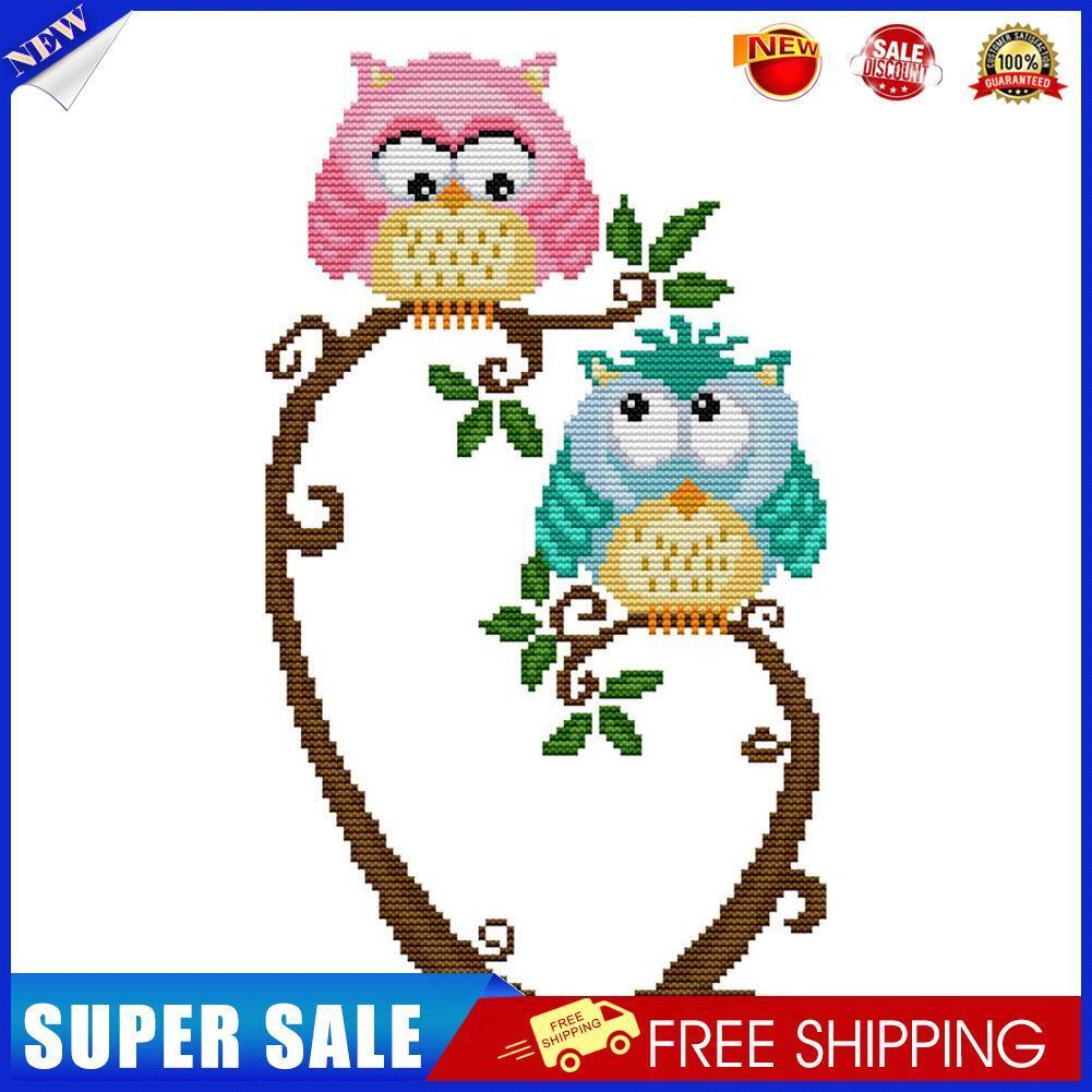 Night Bird 14CT Stamped Fabric Cross Stitch DIY Embroidery Kit (DA449)
