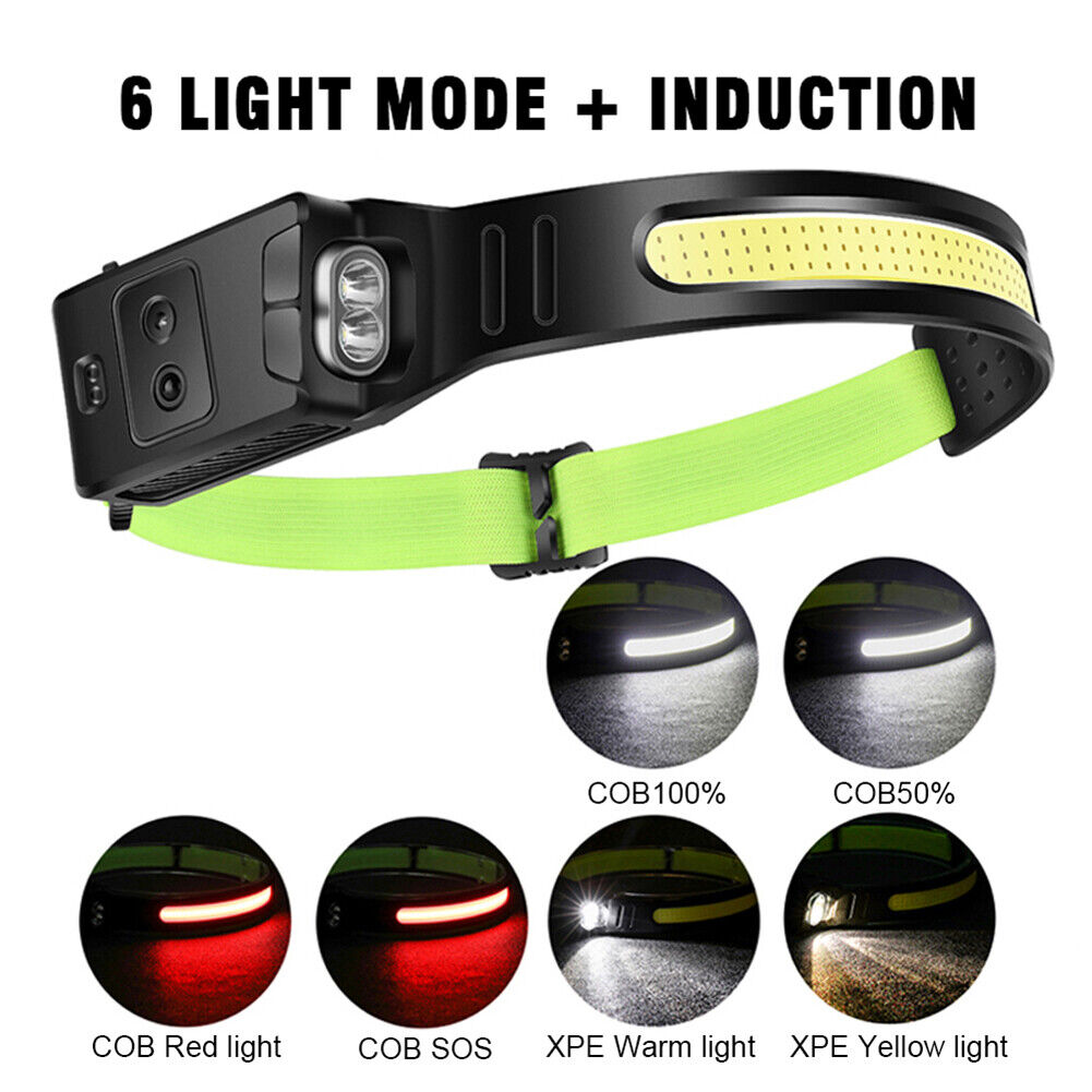 COB LED Headlamp Induction 350lm Waterproof Safety Work Headlight (2 Pack)