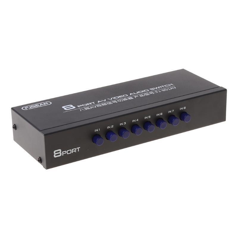 8-Way AV Switch RCA Switcher 8 in 1 out Composite Video L/R Selector Box for DVD