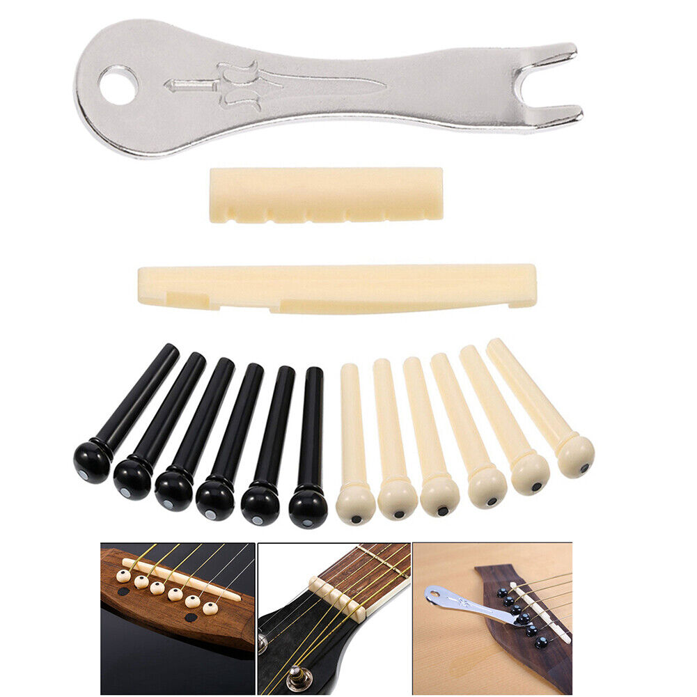 15pcs Acoustic Guitar Bridge Pins Nail Puller Remover Guitar Saddle Nut Set
