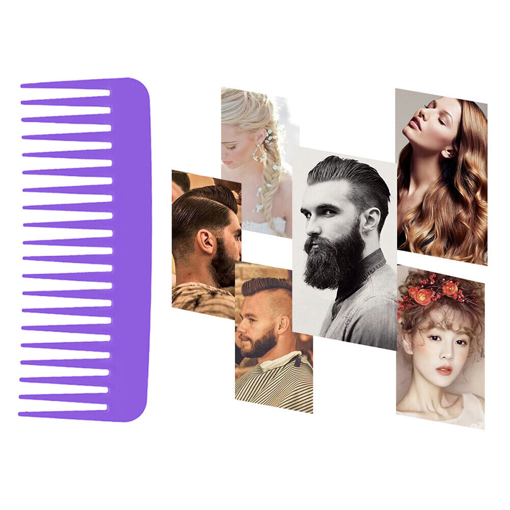 Smooth Comb Portable Wide Tooth Hairdressing Comb Pro Flat Comb (Purple)