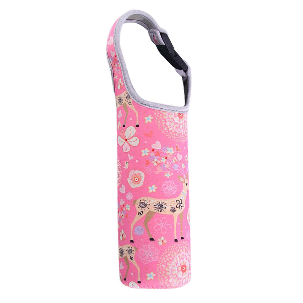 Neoprene Thermal Travel Vacuum Mug  Tote  Holder Pink Deer
