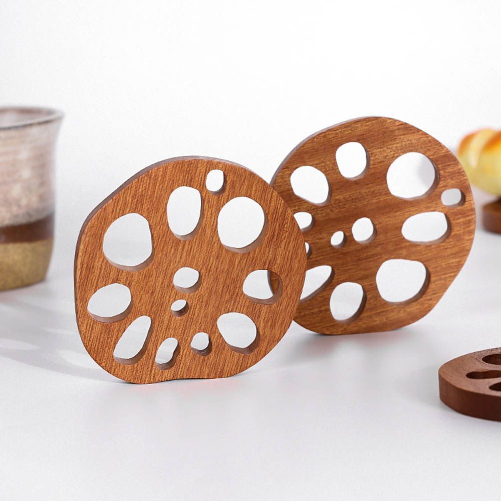 Coasters Dining Decor Coffee Mug Pad Tea Cup Mats Lotus Root Slice Wood Pads