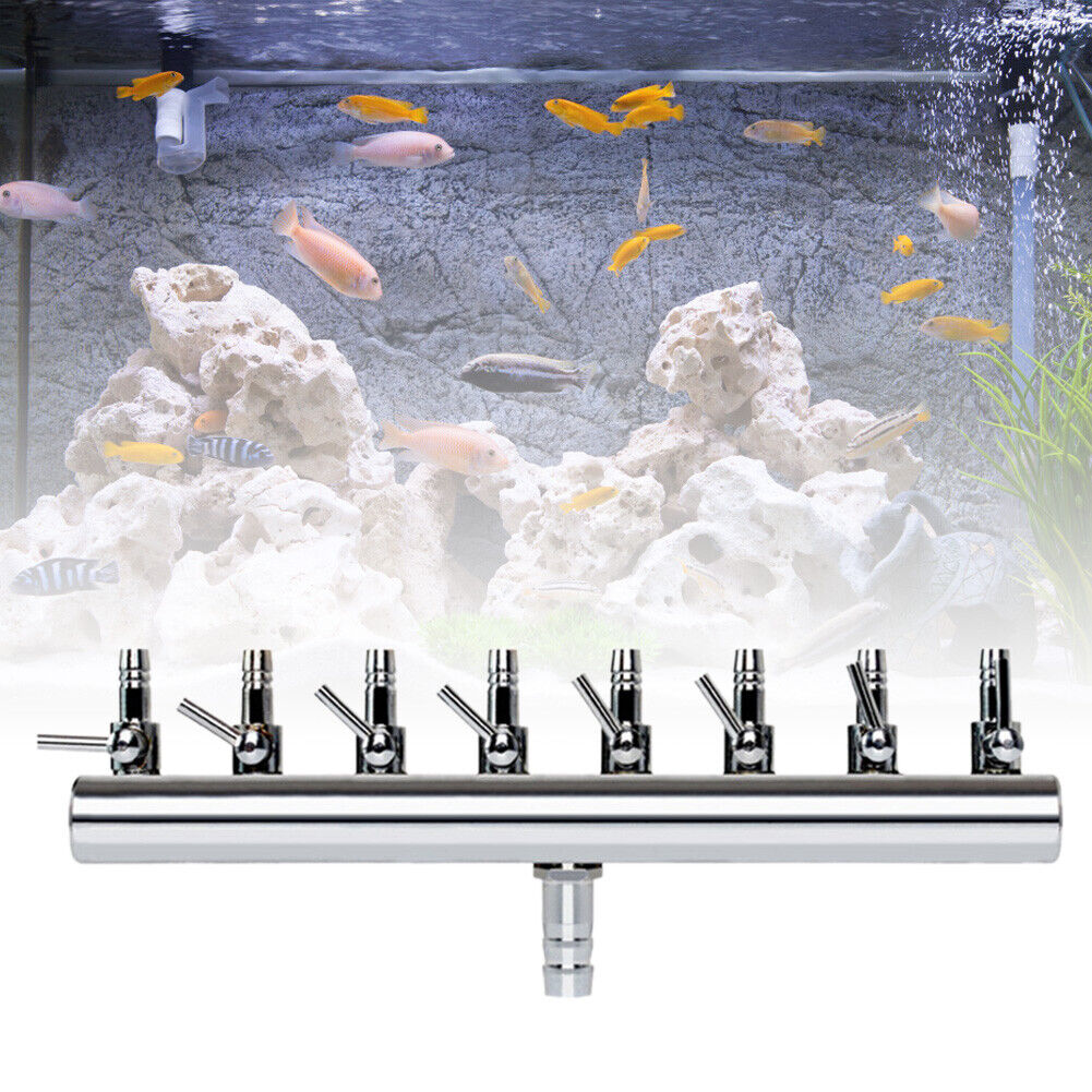 Air Oxygen Pump Aquarium Fish Tank Stainless Steel Splitter Hose (8 Ways)