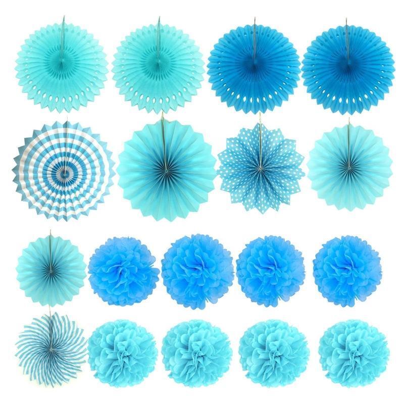 Paper Fans Tissue Pom Poms Dot Garland Triangular Banner Kit Supplies