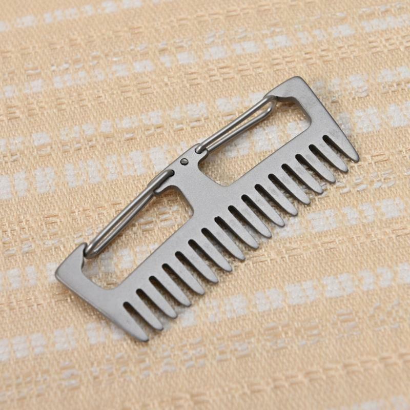 Pure Titanium Hair Comb Anti Static EDC Carabiner Pocket Keychain Hanging Buckle