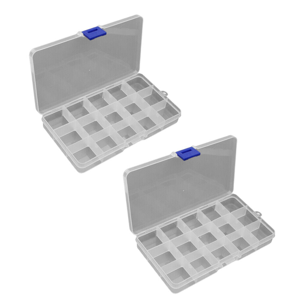 2pcs 15 Grids Plastic Carrying Travel Guitar  Storage Organizer