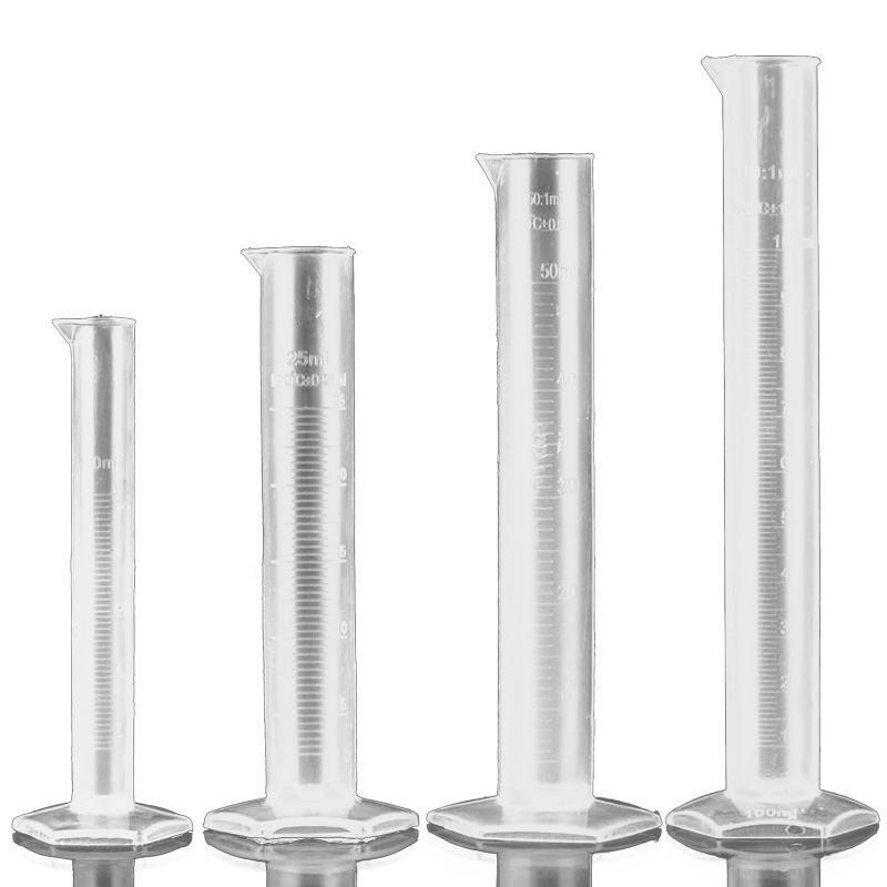 4 pc Plastic Graduated Cylinder for Laboratory Science Experiments Easy to Clean