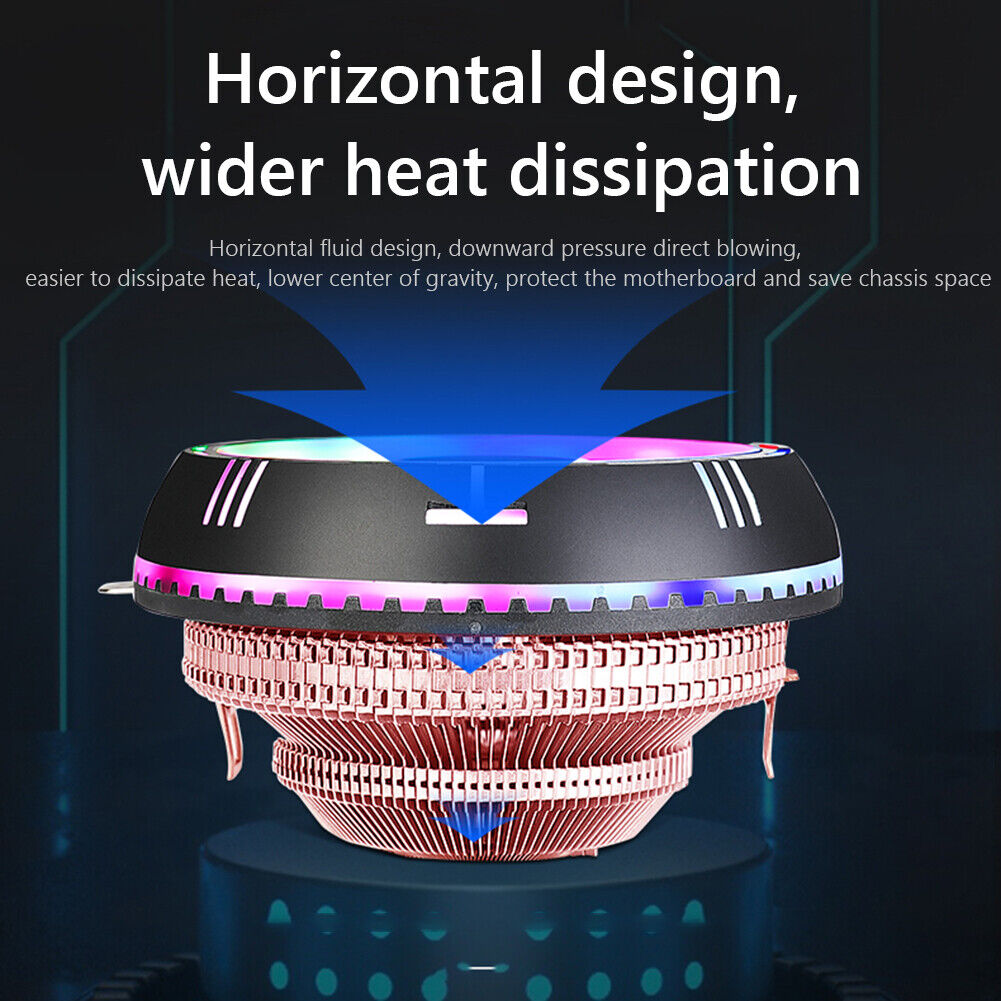 LANSHUO Low Profile Rainbow RGB CPU Cooler 90mm Fan for X79 X99 LGA 2011