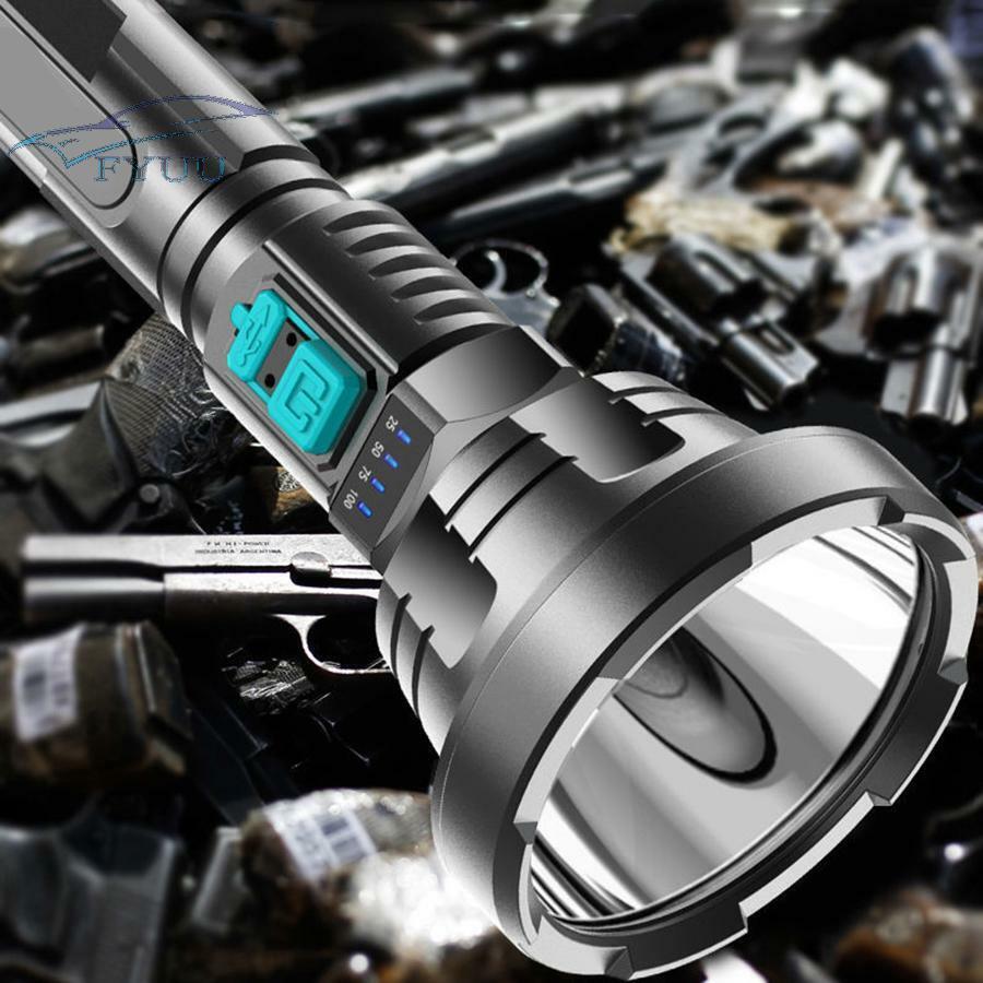 258 * 80mm 90000lm Super Bright LED Flashlight 3 Lighting Mode Built-in Battery
