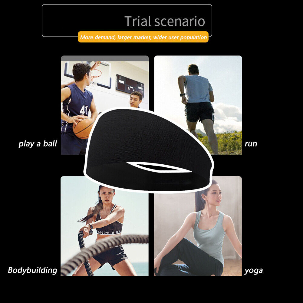 Men Women Fitness Sport Headband Sweatband Elastic Running Hairband (Black)