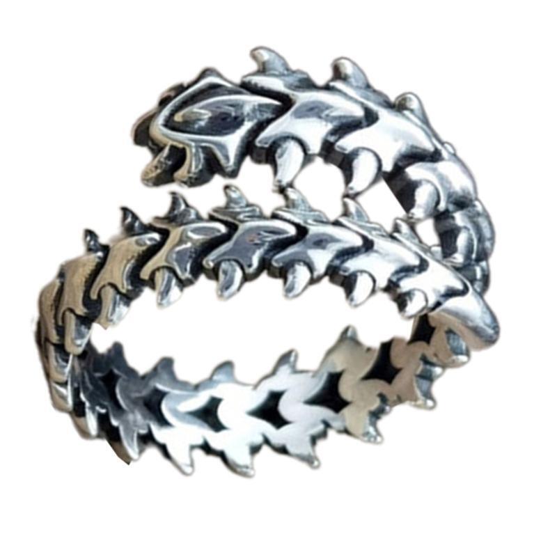 Beautiful Dragon Bone Ring All-match Gothic Rock Spine Ring for Halloween Party
