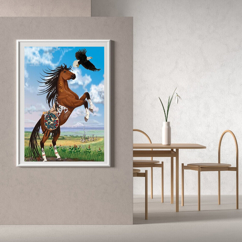 DIY Diamond Painting Grassland Horse Full Round Drill Mosaic Picture Decor