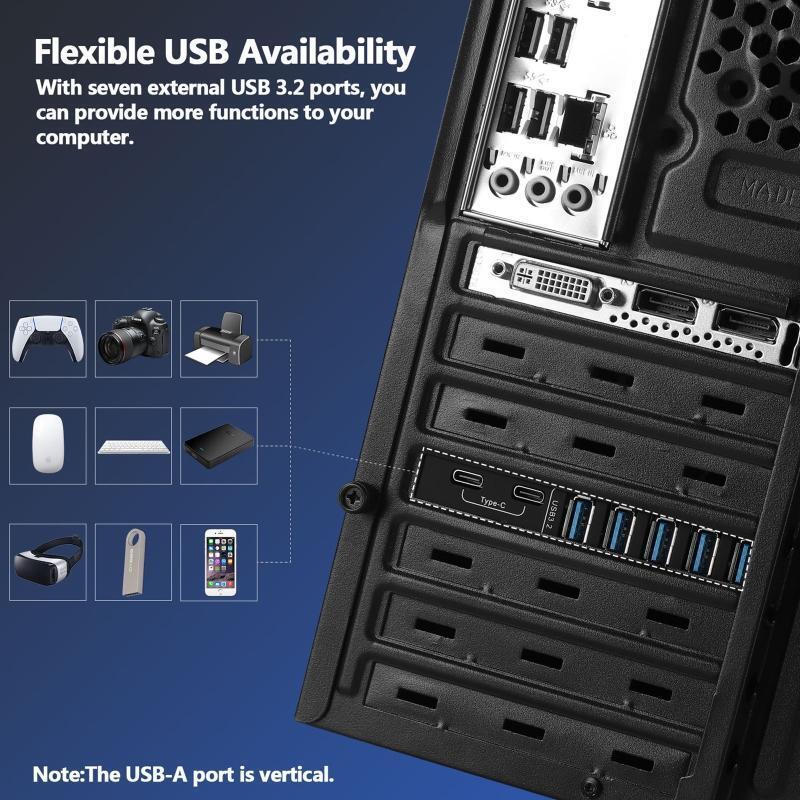 7 Ports USB3.2/3.1 PCIE Expansion Card for Desktop PC w/ 2 Type-C + 5 Type A