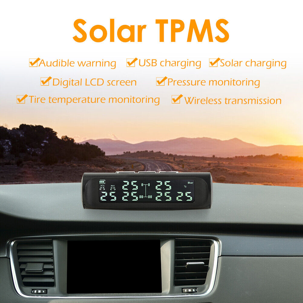 AN-07 Solar Truck TPMS LCD Display Tire Pressure Monitoring Alarm System