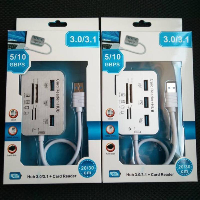 USB 3.0 Hub Combo with High Speed, Multi USB Port Expander for Laptop PC