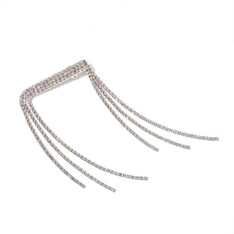 Rhinestone Hair Clip Long Tassel Dangle Hair Barrettes Hair Pins for Long Hair